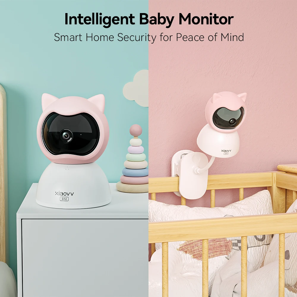 4MP WiFi Baby Camera Baby Monitor Indoor AI Cry Detection Infrared Night Vision Electronic Fence Video Playback Home