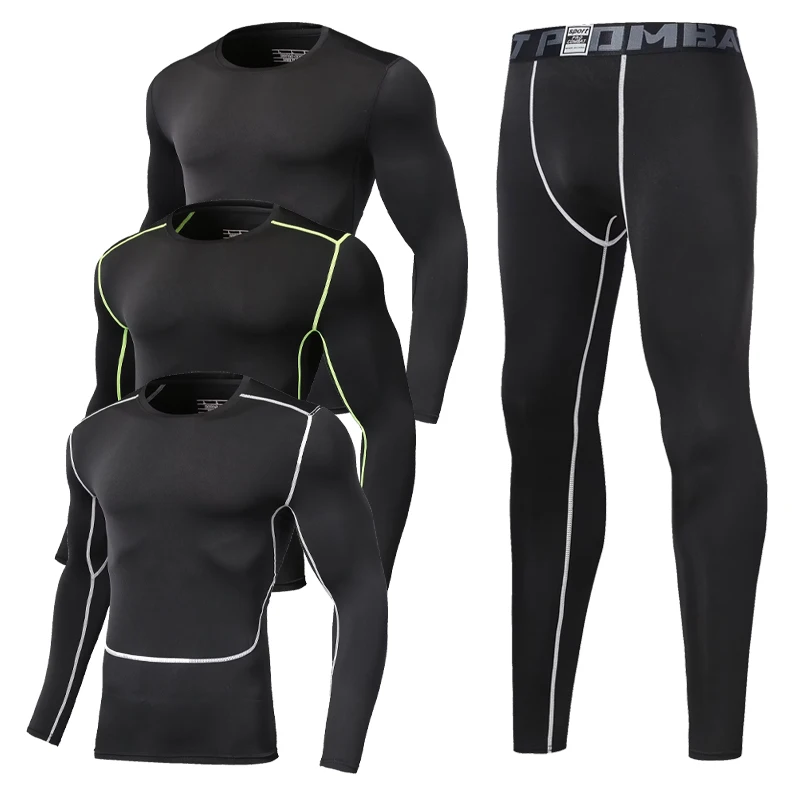 

Men's Running Sets Compression Sports Suits Rashguard Men's Fitness 2 piece Sport Outdoor Jogging Quick Dry Tight