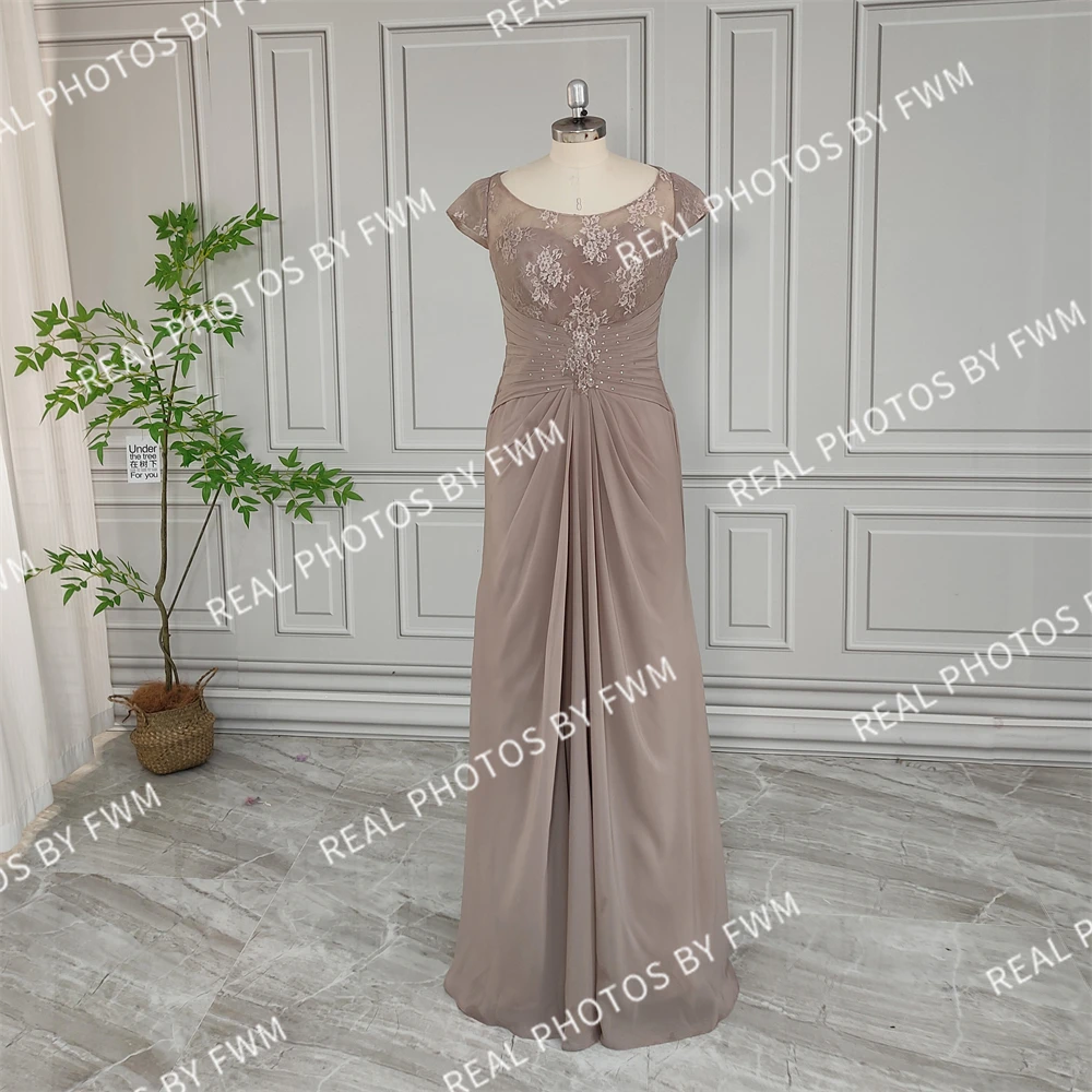 15642# Customized Elegant Pleat Chiffon Mother of Bride Dresses With Appliques Lace Wedding Evening Party Gown For Women