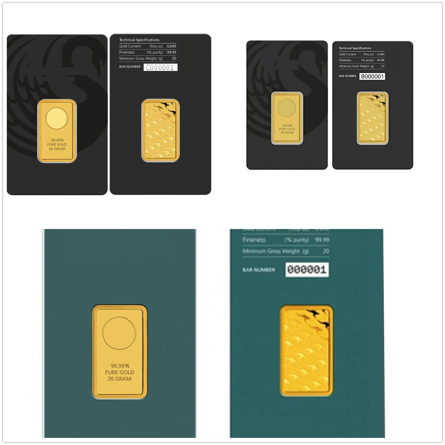 Brass Core Fake Gold  Bar 20 g Australia Gold Bar Series Seal Packaging With An Independent Serial Number Craft Collection