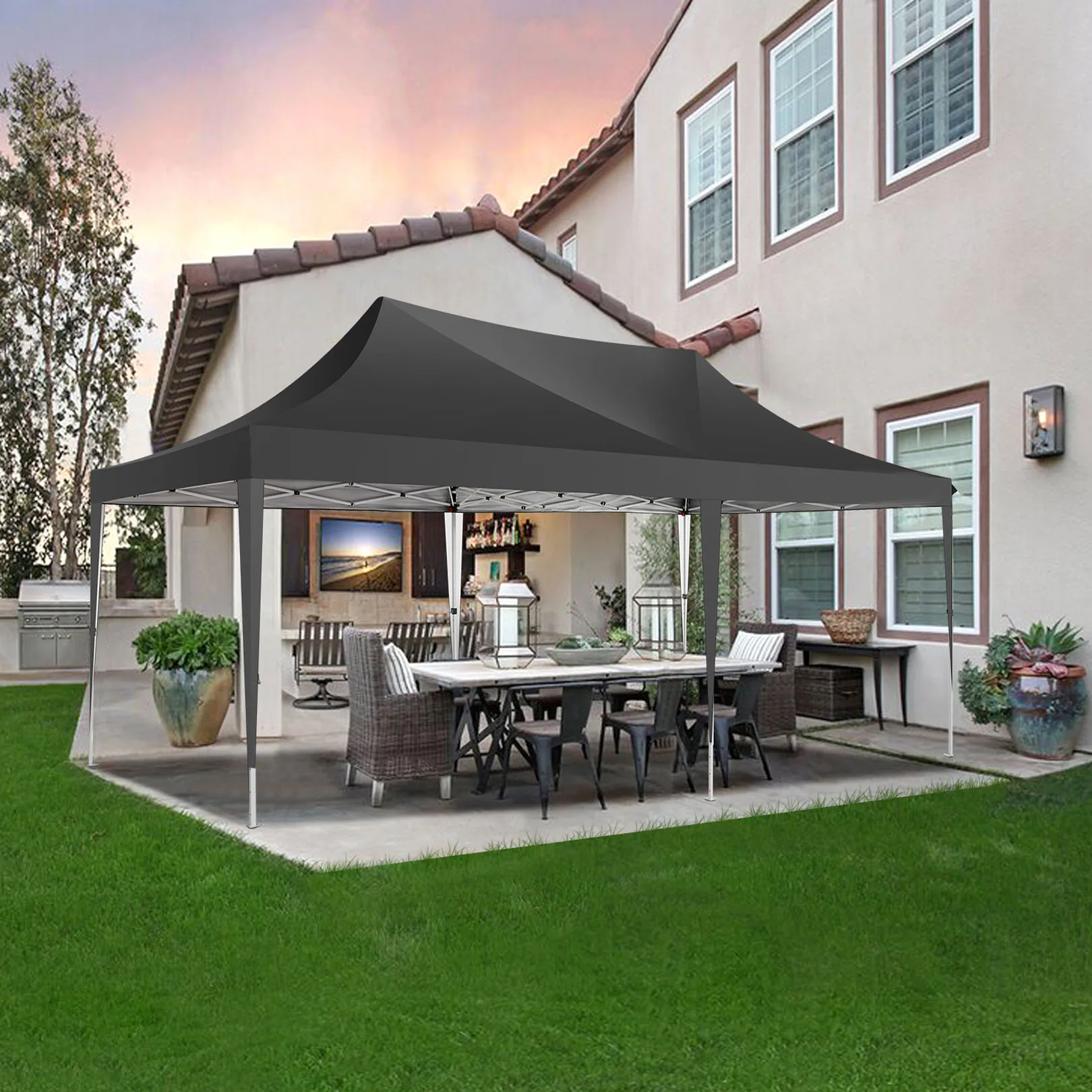 COBIZI 10x10ft 3x3m Pop Up Gazebo, One-Push Setup Instant Canopy Tent, Waterproof Heavy Duty Outdoor Folding Shelter, UPF 50+ UV Sun Shade, Windproof Stable Steel Frame, Portable Commercial Event Market Stall, Garden Patio Backyard Party Camping