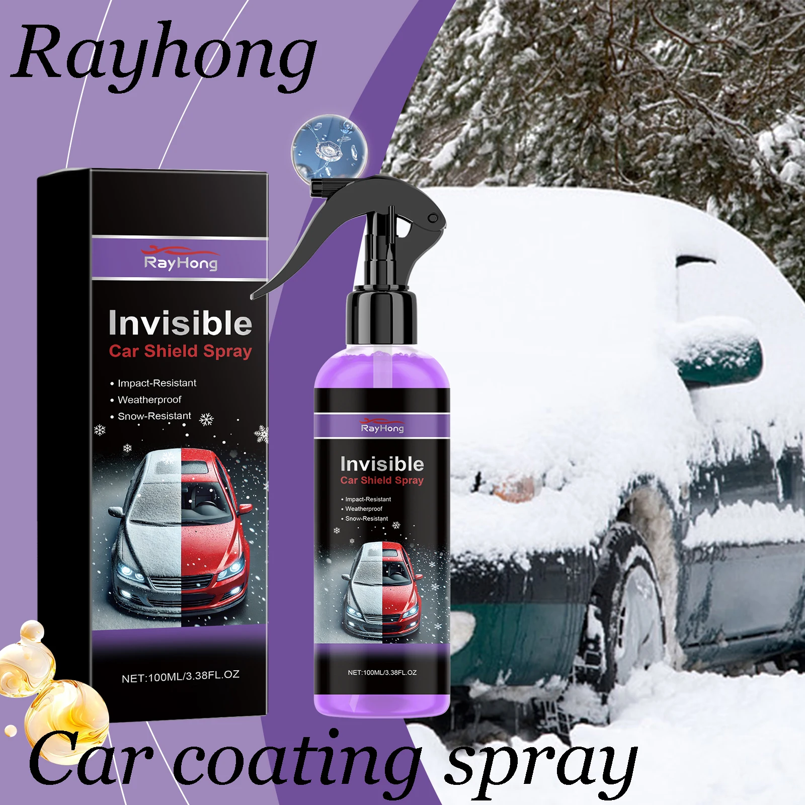 Rayhong-Revestimiento Invisible para coche, Spray para proteger la pintura del coche, resistente a la nieve, previene arañazos, antiincrustante, impermeable