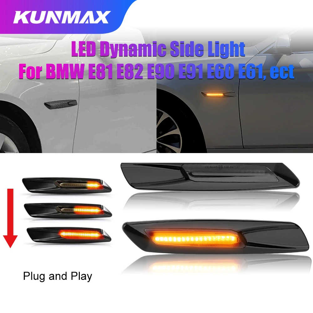 

Car LED Dynamic Side Light for BMW E81 E82 E87 E88 E90 E91 E92 E93 E60 E61 X1 E84 X3 E83 Marker Flowing Water Flick Turn Light