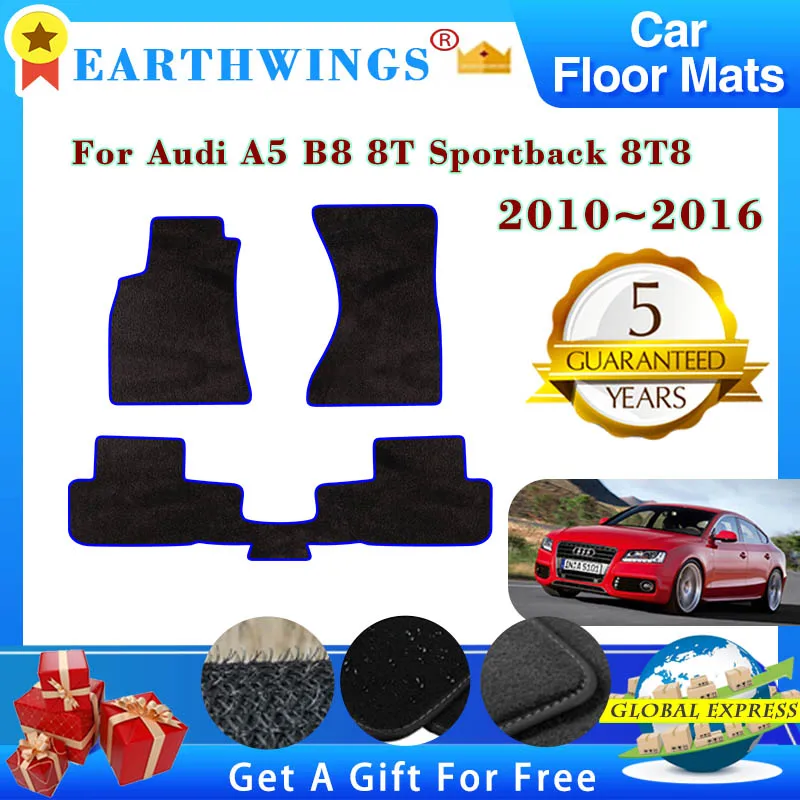 Car Floor Mats For Audi A5 B8 8T Sportback 8T8 2010~2016 2011 2012 Rugs Panel Protective Pad Premium Custom Foot Mat Accessories