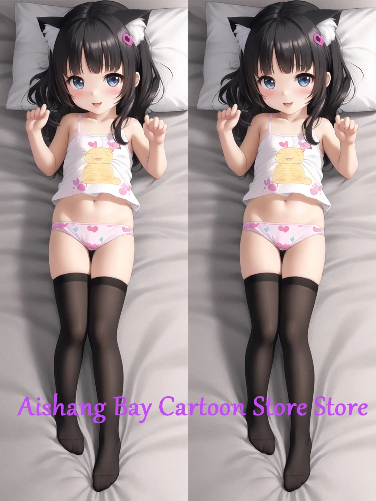 

Anime Dakimakura Pillow Cat Ears 2-Side Print Pillowcase Hugging Body Cushion Cover Otaku Waifu