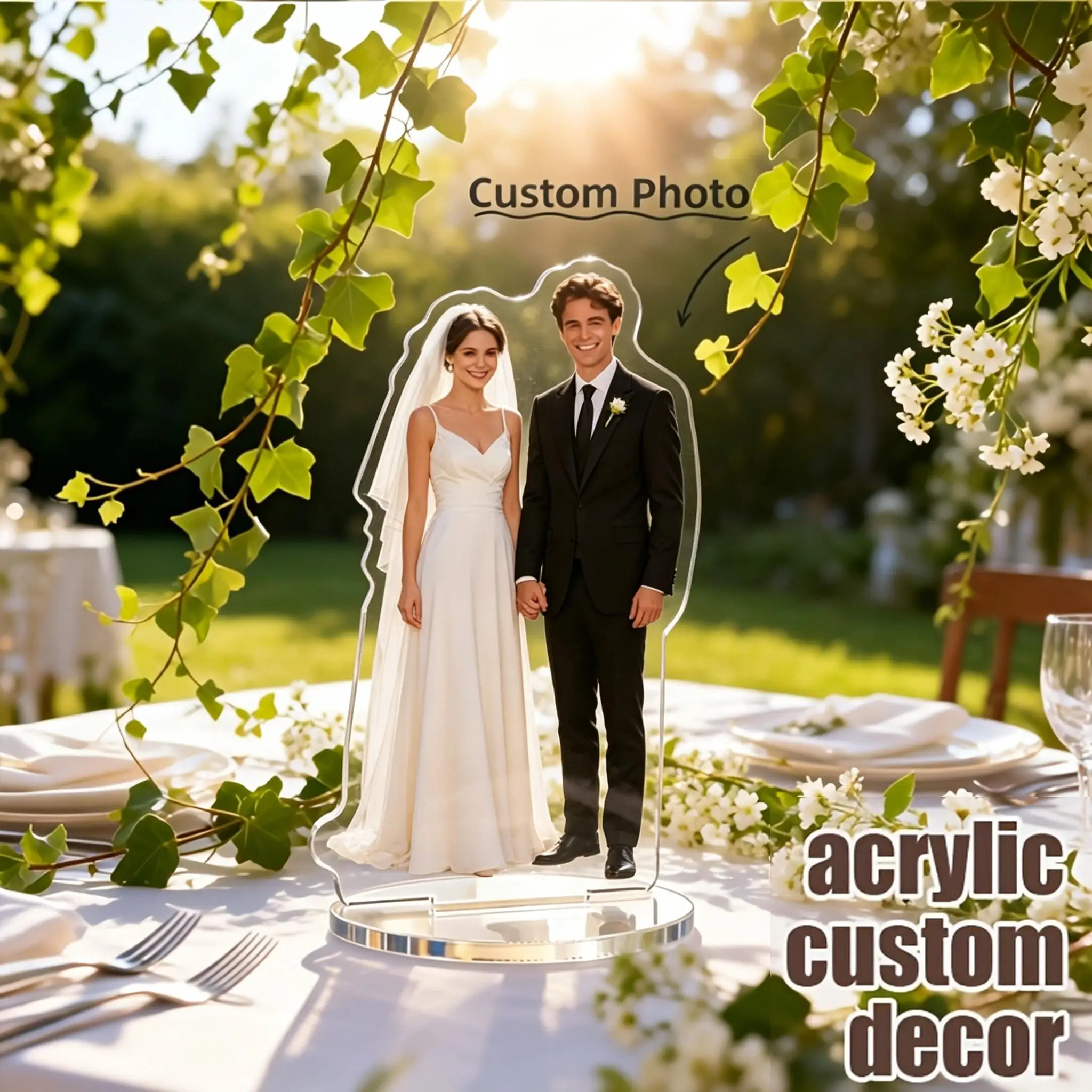 Decorative signs and plaques: one custom 2D flat acrylic frame, personalized couple celebrity family portrait acrylic display st