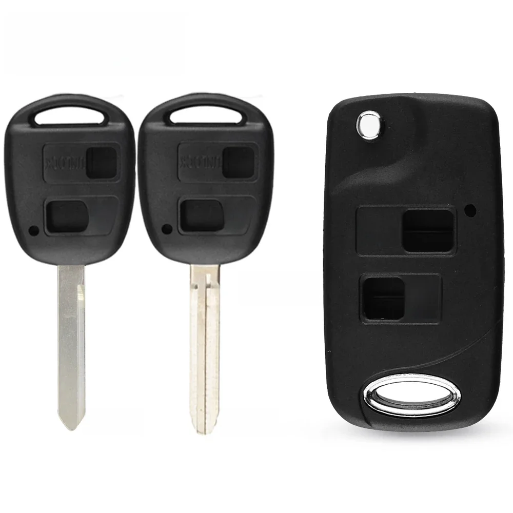 KEYYOU składana klapka klucz zdalny z dwoma przyciskami Shell dla Toyota RAV4 Avalon Echo Prado Tarago Camry Tarago TOY43 / TOY47 obudowa pilota — zdjęcie 2