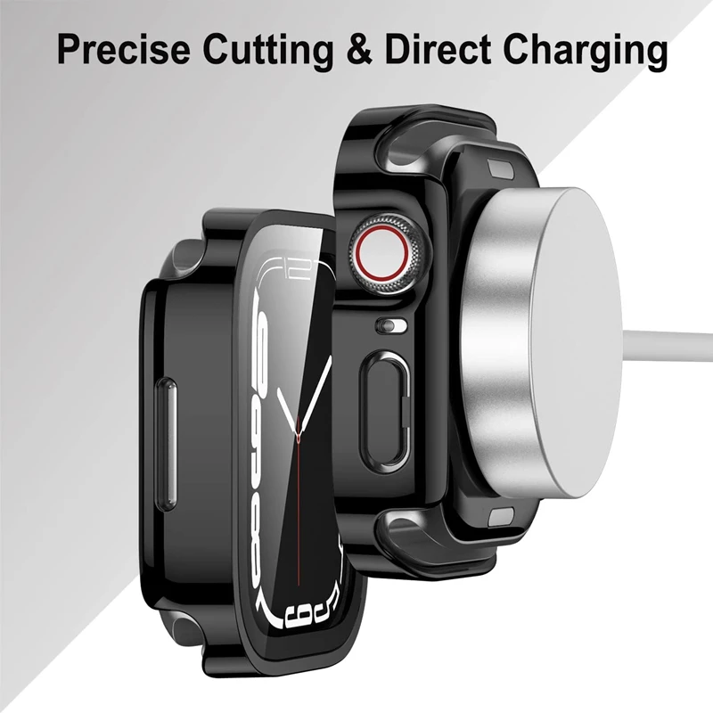 Custodia impermeabile per Apple Watch 7 8 45mm 41mm 49mm 44mm 40mm custodia protettiva per schermo con bordo dritto iWatch 4 5 SE 6 7 8 Ultra