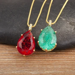 Nidin Classic New Design Waterdrop Shape Zircon Charm Pendant Necklace For Women Clavicle Chain Accessories Wedding Party Gifts