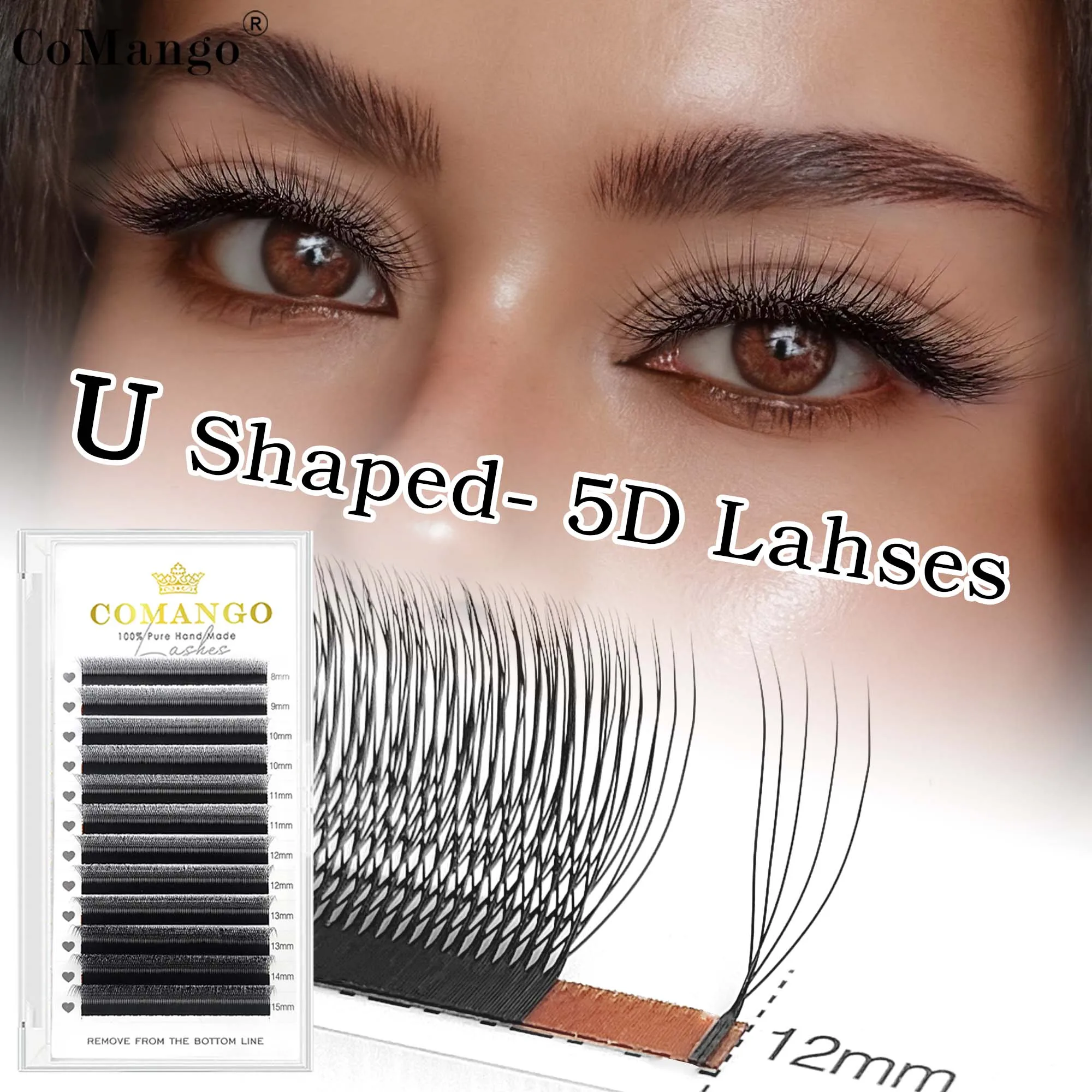 

CoMango 3/4/5D U-образные накладные ресницы толщиной 0,07 мм, мягкие ресницы U-образной формы, высококачественные готовые веера ресниц, оптовая продажа
