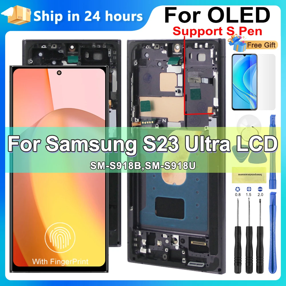 NEW OLED display s23 ultra screen replacement, For Samsung Galaxy S23 Ultra 5G S918B S918B/DS Lcd Display Touch Screen Digitizer