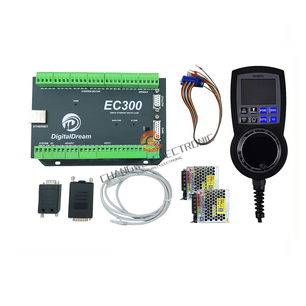 NVEM upgrade EC300 milling machine Mach3 CNC Controller 3/4/5/6 Axis Controller+ Digital Display Handwheel And 75w24vdc