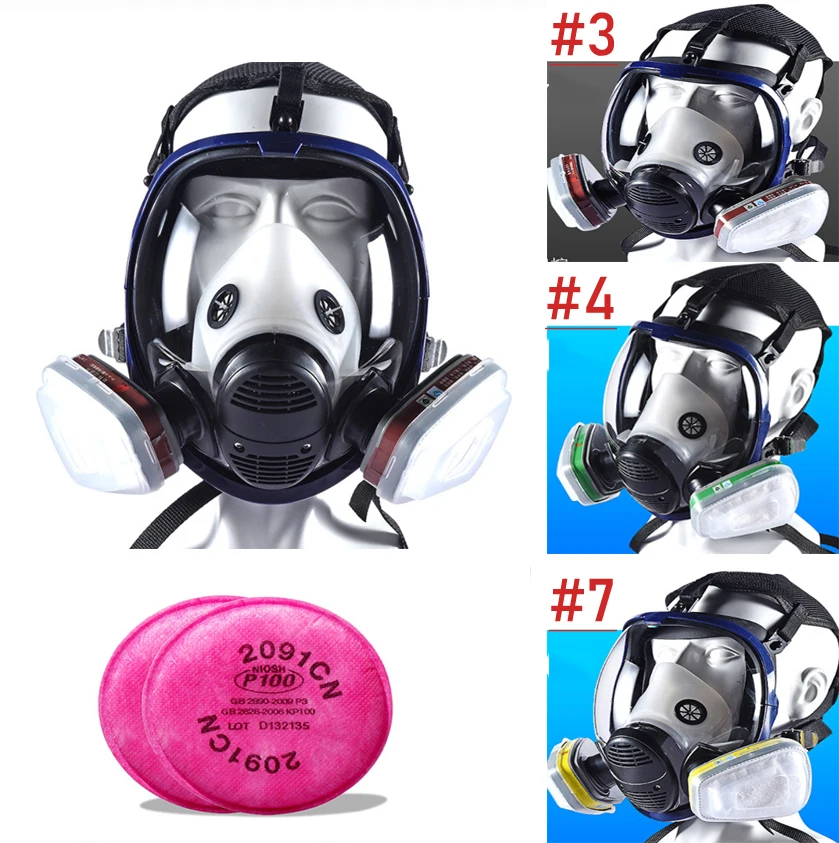 New 7in1 Chemical Mask 6800 Gas Mask Dustproof Respirator Paint Pesticide Spray Silicone Full Face Filters for Laboratory Weldin