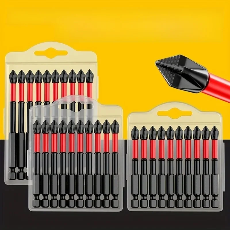 Tête de lot magnétique D1 Anti-choc, embouts à Impact antidérapants de haute dureté, jeu de tournevis Ph2 croisés 65/90mm