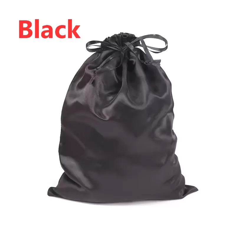 

Satin Wig Bag Pack 12Pcs Storage Bags 25*35Cm Big Black Pink Soft Silk Wig Bag For Hair Wig Packaging Tools Wig Accessories