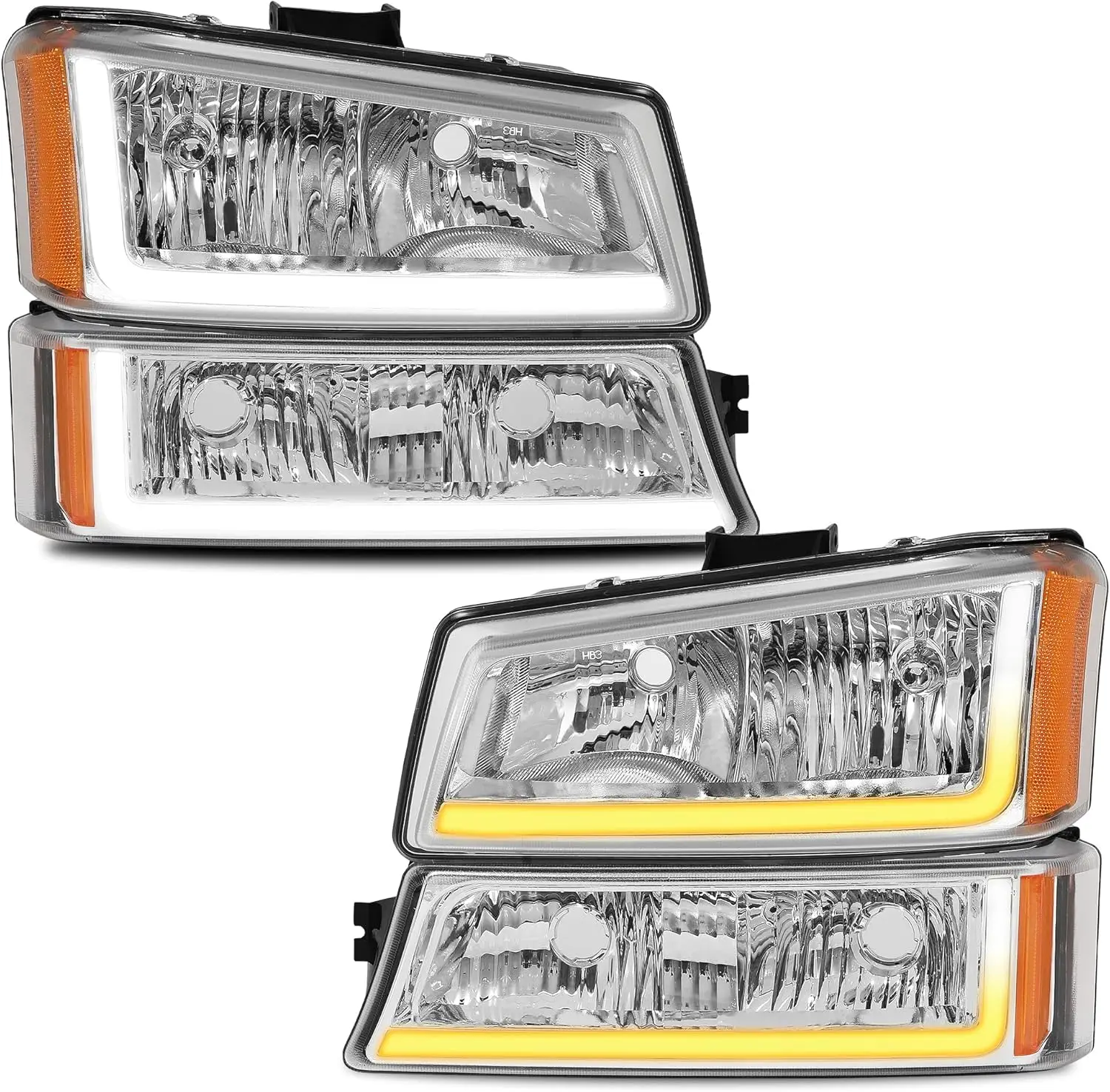 

Фара в сборе SHAWHO AUTO с защитой от запотевания, со светодиодными ДХО и последовательными поворотниками, подходит для Chevrolet Silverado Avalanche 2003-2006 годов выпуска