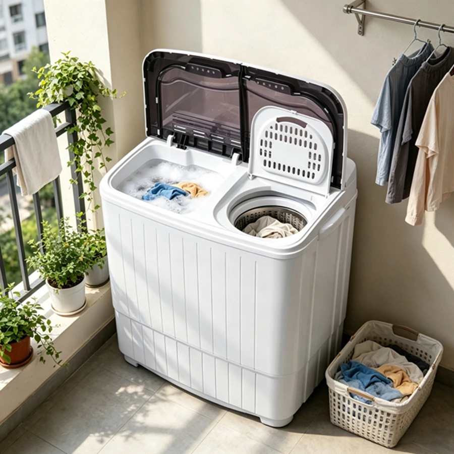 

Compact Twin Tub with Built-in Drain Pump XPB35-188S 14.3(7.7 6.6)lbs Semi-automatic Gray Cover Washing Machine