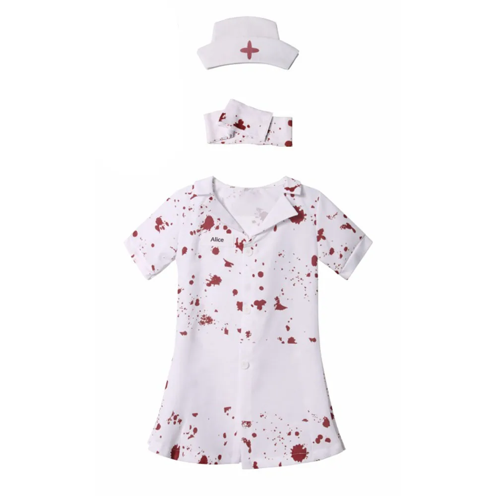 Girls Zombie Nurse Halloween Costume Bloody Killer Nurse Uniform Horror Fancy Dress Kids Costumes