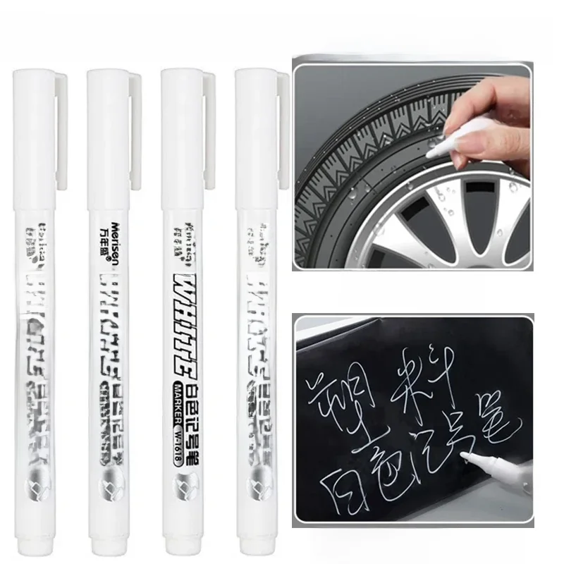 Stylo marqueur blanc en métal, stylo gel en plastique étanche huileux, stylo graffiti d'écriture et de dessin, fournitures scolaires de papeterie, 1 pièce, 3/5 pièces