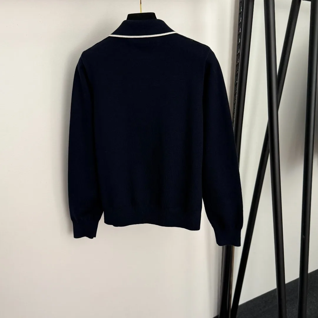 

New Cherry Hook Knitted Half Zipper Collar Long Sleeve Woolen Knitted Sweater 86