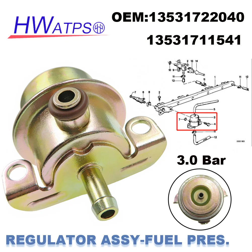 For BMW E23 E24 E28 E30 E34 316i 318i 325i 525i 528i 535i 728i Fuel Pressure Regulator 13531722040 13531711541 7.21197.60.0