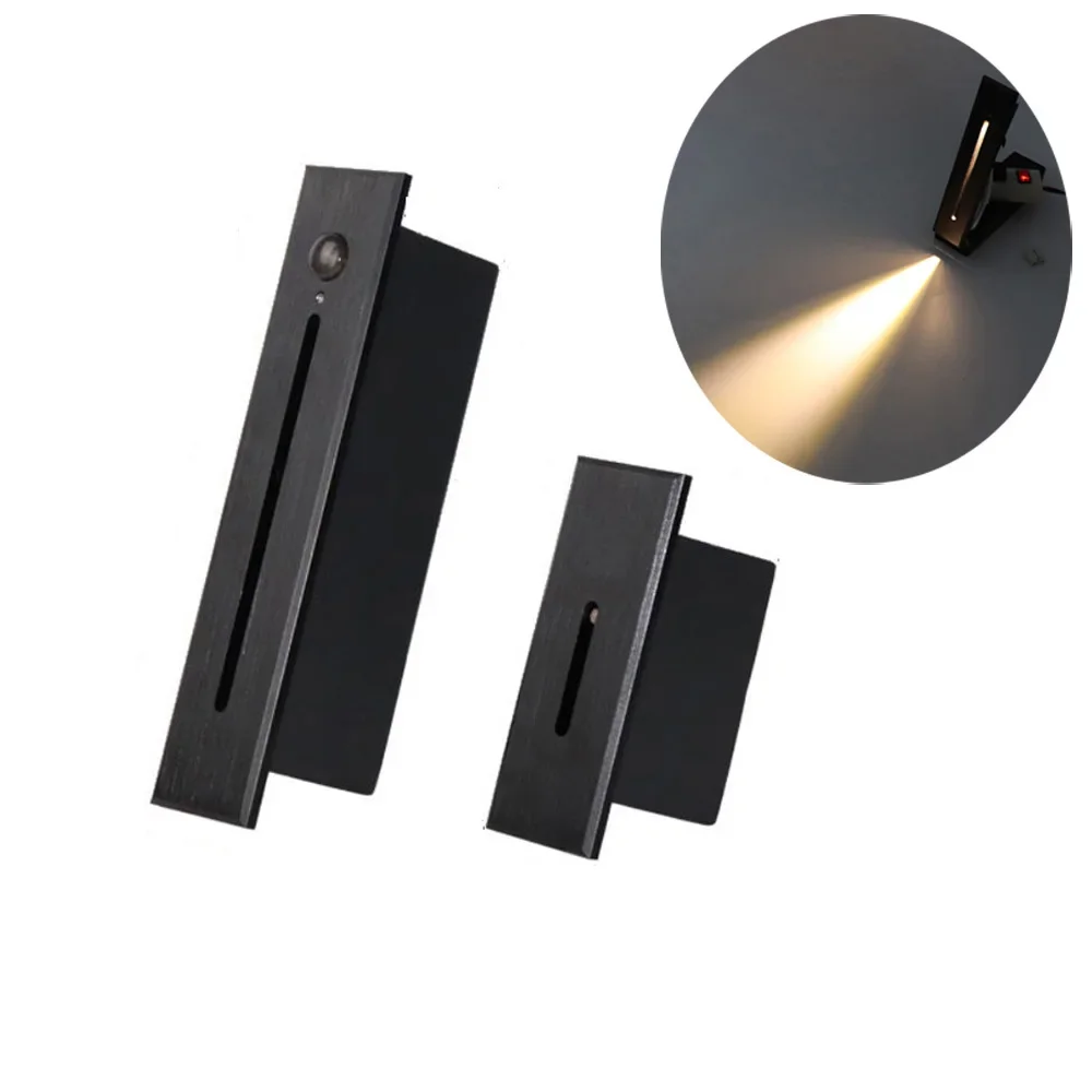 Nacht-LED-Wandleuchte, PIR-Bewegungsmelder, Treppenlicht, 3 W, schlank, Infrarot, menschlicher Körper, Induktion, Schritt, Flur, Leiter und Treppenbeleuchtung