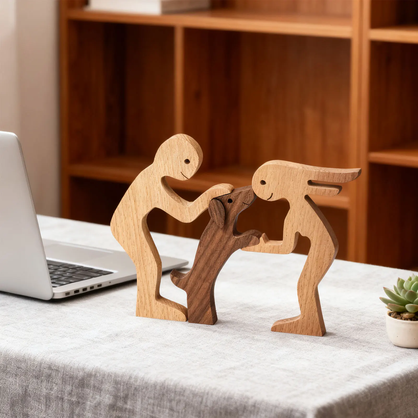 Home Decor Human And Dog Statue Dogs Sculpture for Bedroom Bookshelf Desktop Unique Pet-Themed Artwork