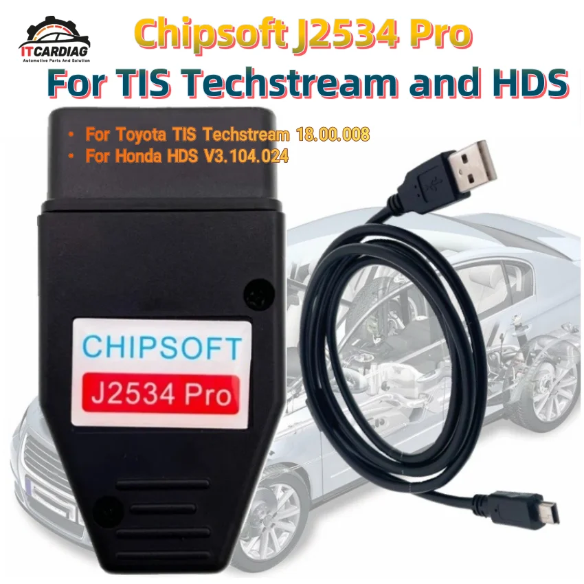 Chipsoft J2534 Pro VCI Chipsoftpro OBD Diagnostic Tool 2in1 Scanner For Toyota TIS Techstream 18.00.008 For Honda HDS V3.104.024