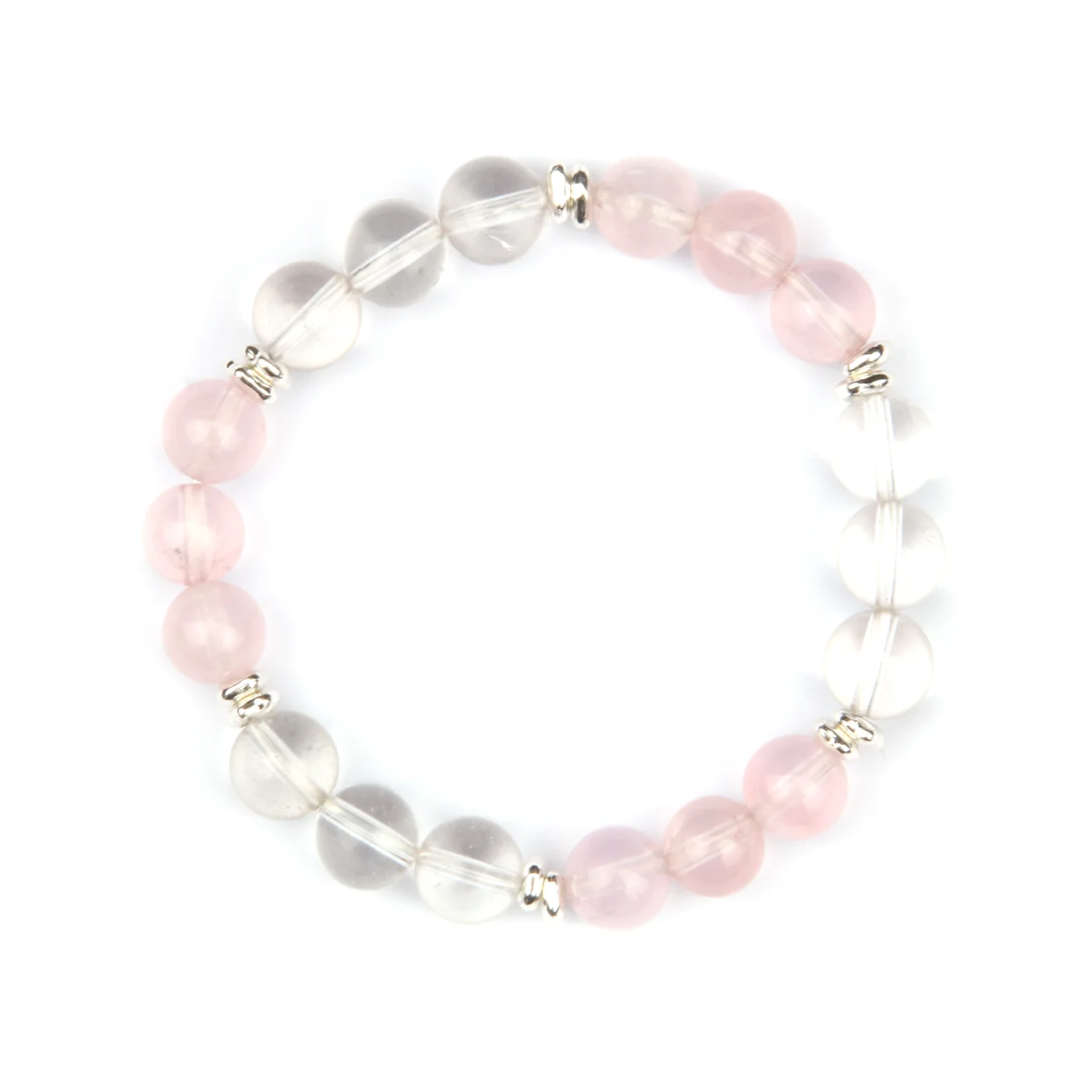 

Rose Quartz & Clear Quartz Bracelet | 7–7.5mm Natural Beads | Love, Clarity & Inner Peace | S925 Silver Accents