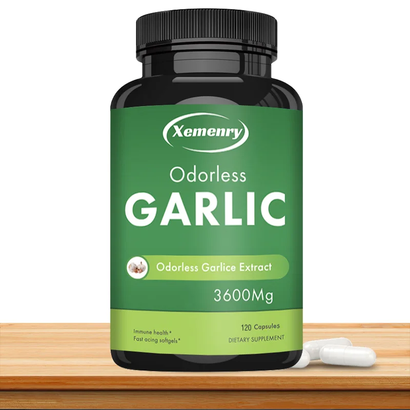 Organic Garlic Extract Capsules - Cholesterol Lowering, Heart Health Supplement - 120 Capsules