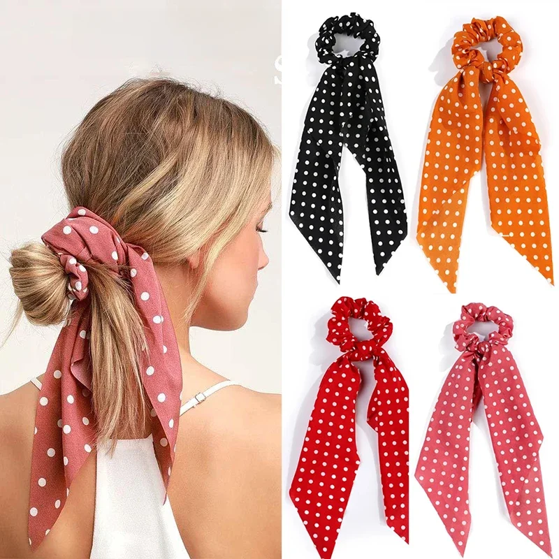 Écharpe de cheveux chouchous en mousseline de soie florale chouchou bandes de cheveux élastique pour queue de cheval chouchous cravates accessoires Vintage pour femmes filles