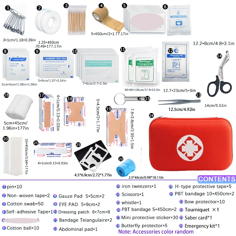 160Pcs Medical Survival Pack Lightweight Hard Box Emergency Kit for Car Motorcycle Home Workplace Camping Hiking Outdoor
