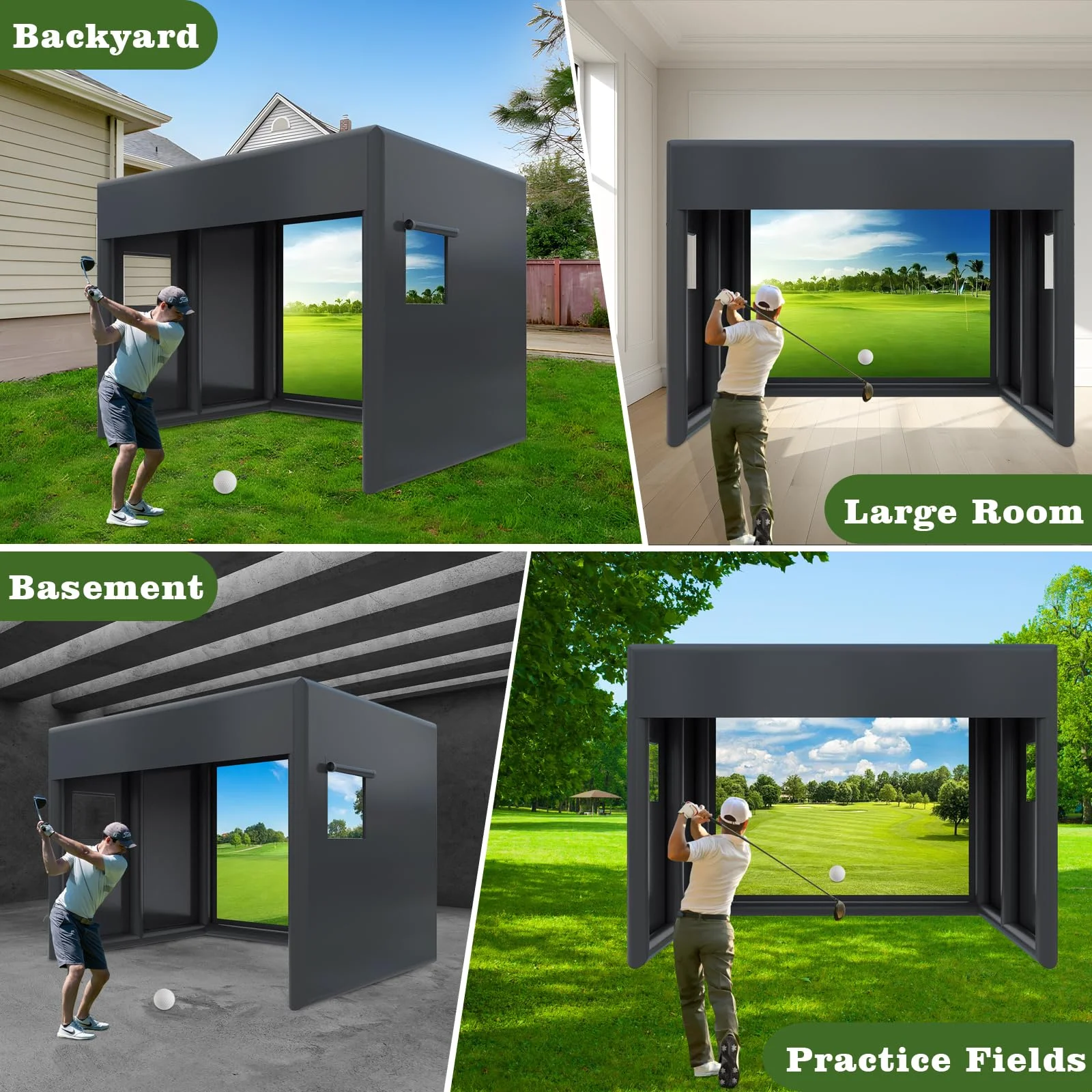 Estoque 13 pés inflável simulador de golfe gabinete interno/externo barraca de balanço para prática de golfe com tela de projeção para todas as habilidades