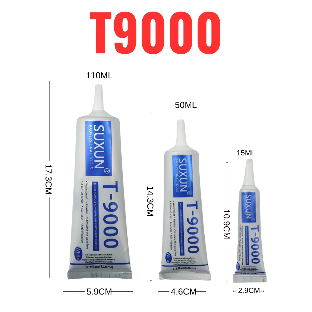 15ML 50ML 110ML SUXUN T9000 Glue Ivory Contact Phone Repair Adhesive Glass Plastic  Universal DIY Glue T-9000