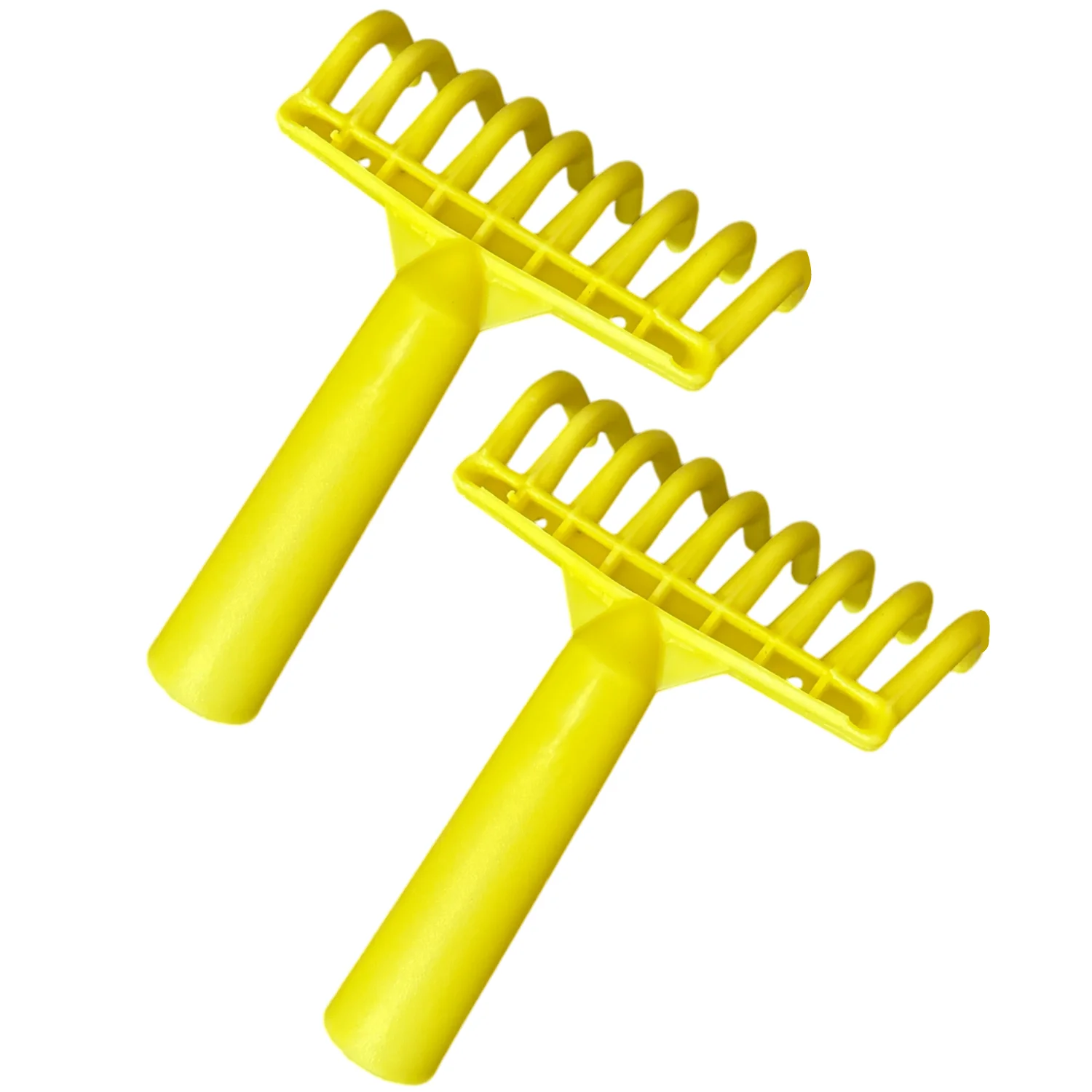 Paquet de 2 râteaux à olive à 9 dents, râteau de récolte d'olive en plastique jaune