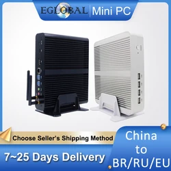 Eglobal Fanless Mini PC Intel i7-10510U 1065G7 2*DDR4 Msata+M.2 PCIE Gamer Windows 10 Laptop Computer Components VGA DP HDMI