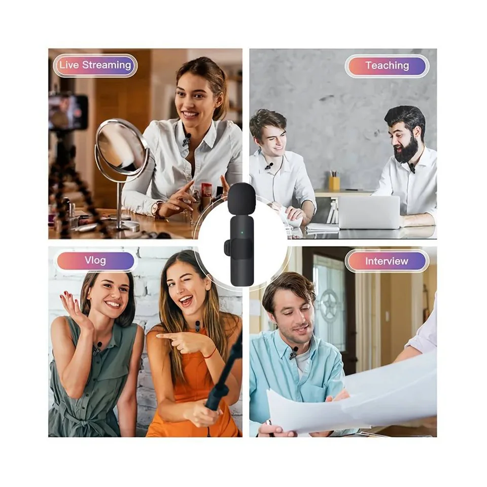 Micrófono de solapa inalámbrico Klack K8, plug & play, alcance hasta 20 m, reducción de ruido, receptor Lightning y USB-C, para videos, entrevistas y transmisiones en vivo 6