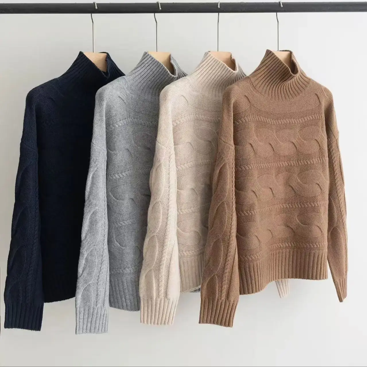 

Casual autumn-winter solid color women's cashmere wool pullover