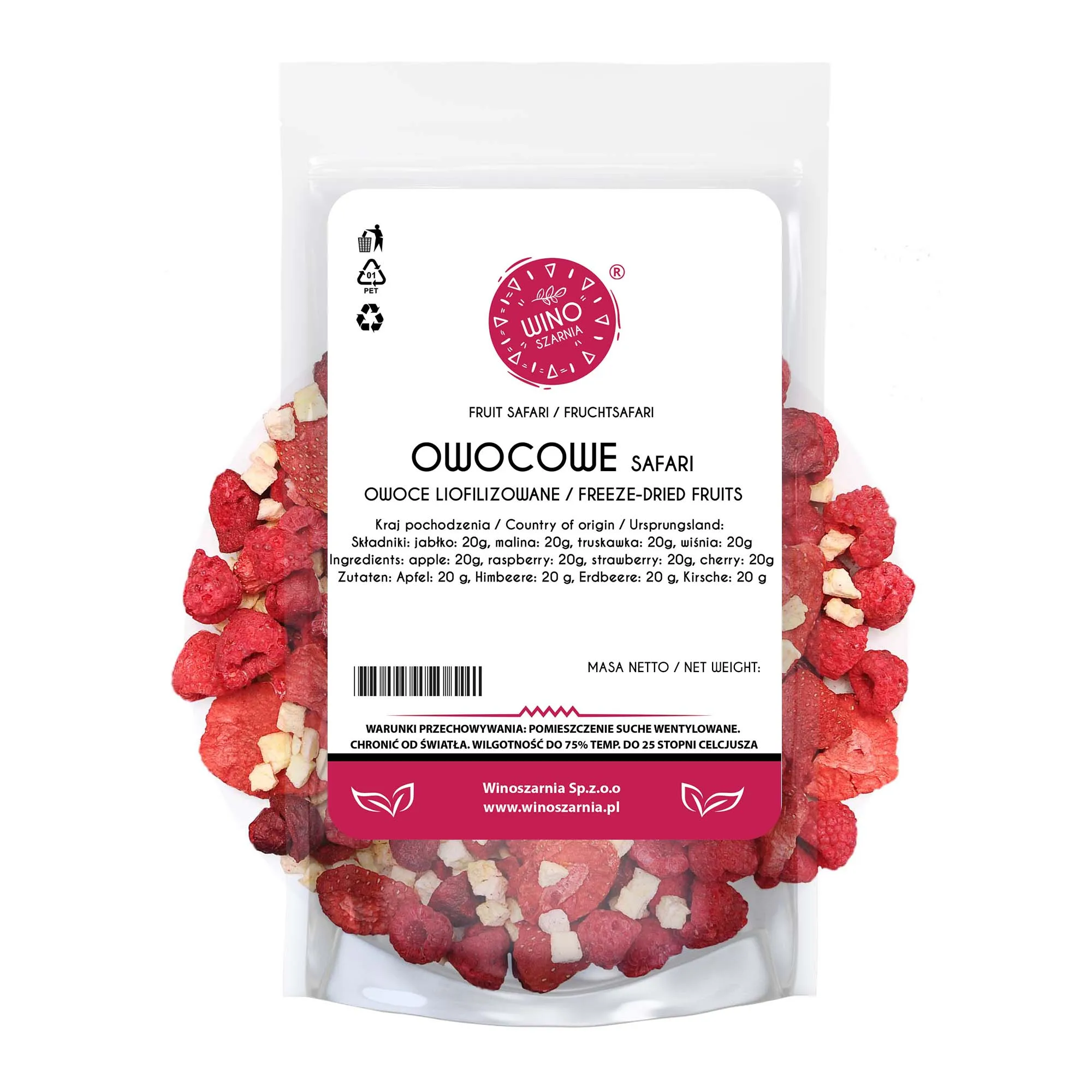 Immagine 4: Mix di frutta liofilizzata Safari: Mela, Lampone, Fragola, Ciliegia 80g Doypack