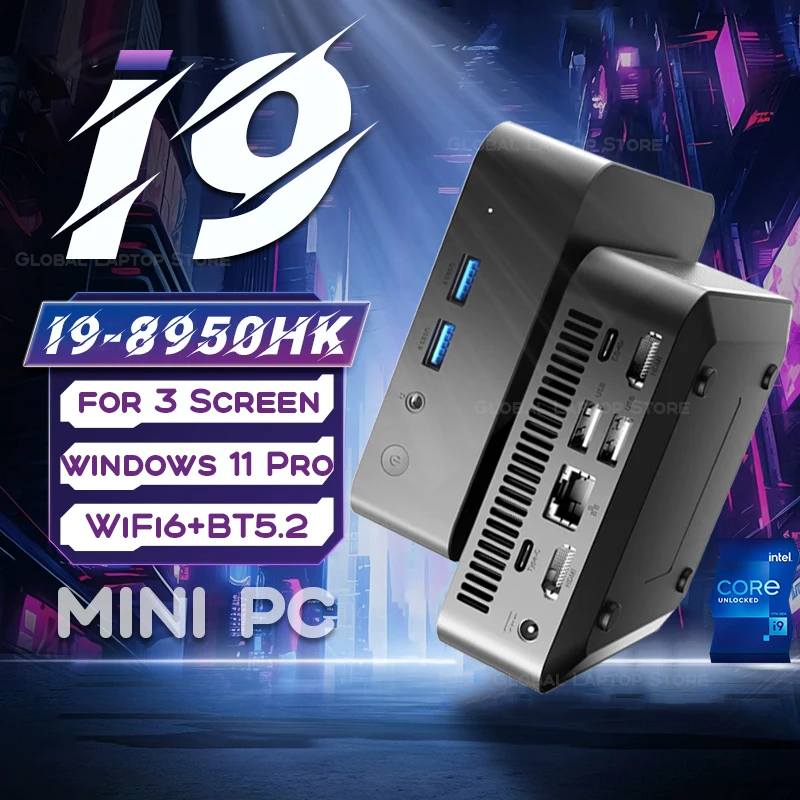 Mini PC Windows 11 Intel Core i9 8950HK 16GB DDR4 512GB 1TB SSD PC Gamer Computer Dual WIFI 6 BT5.2 4K HD Mini Gaming Pc Desktop