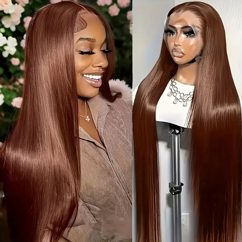 

Шоколадно-коричневый парик, прямые 13x4 HD, кружевные фронтальные парики, 100% человеческие волосы, бразильские 4x4 HD, парики из натуральных волос на кружеве для женщин