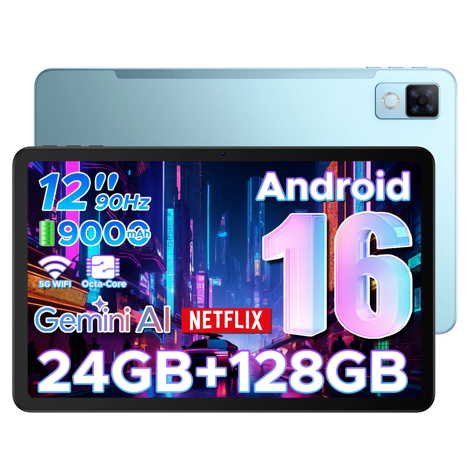 DOOGEE U12 Android 16 Tablet PC 2-in-1 12 inch 90Hz scherm 24GB RAM 256GB ROM 9000mAh batterij Widevine L1 tablet met toetsenbord
