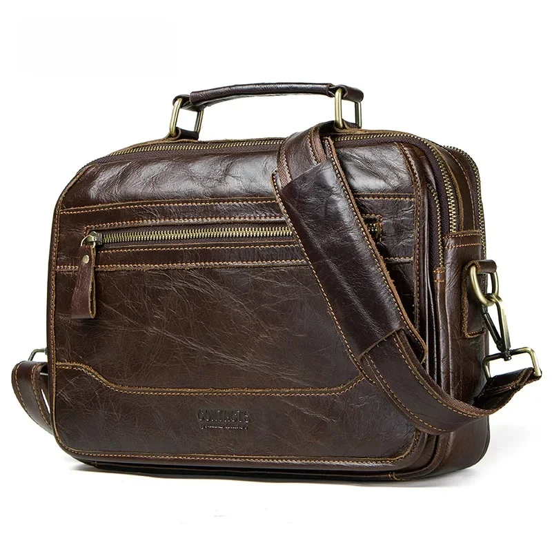 CONTACT'S nowy olej skóra bydlęca mężczyźni's messenger bag mężczyzna masculina bolso big casual torby na ramię — zdjęcie 2