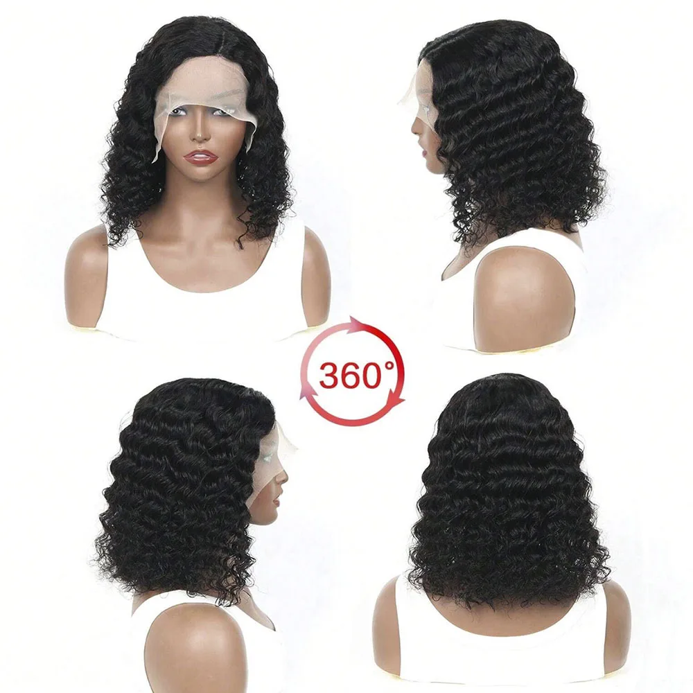 

Water Curly Human Hair Wigs Pre Plucked Brazilian Lace Wigs Deep Wave 13x4 Lace Front Wigs Transparent Lace For Black Women 180%