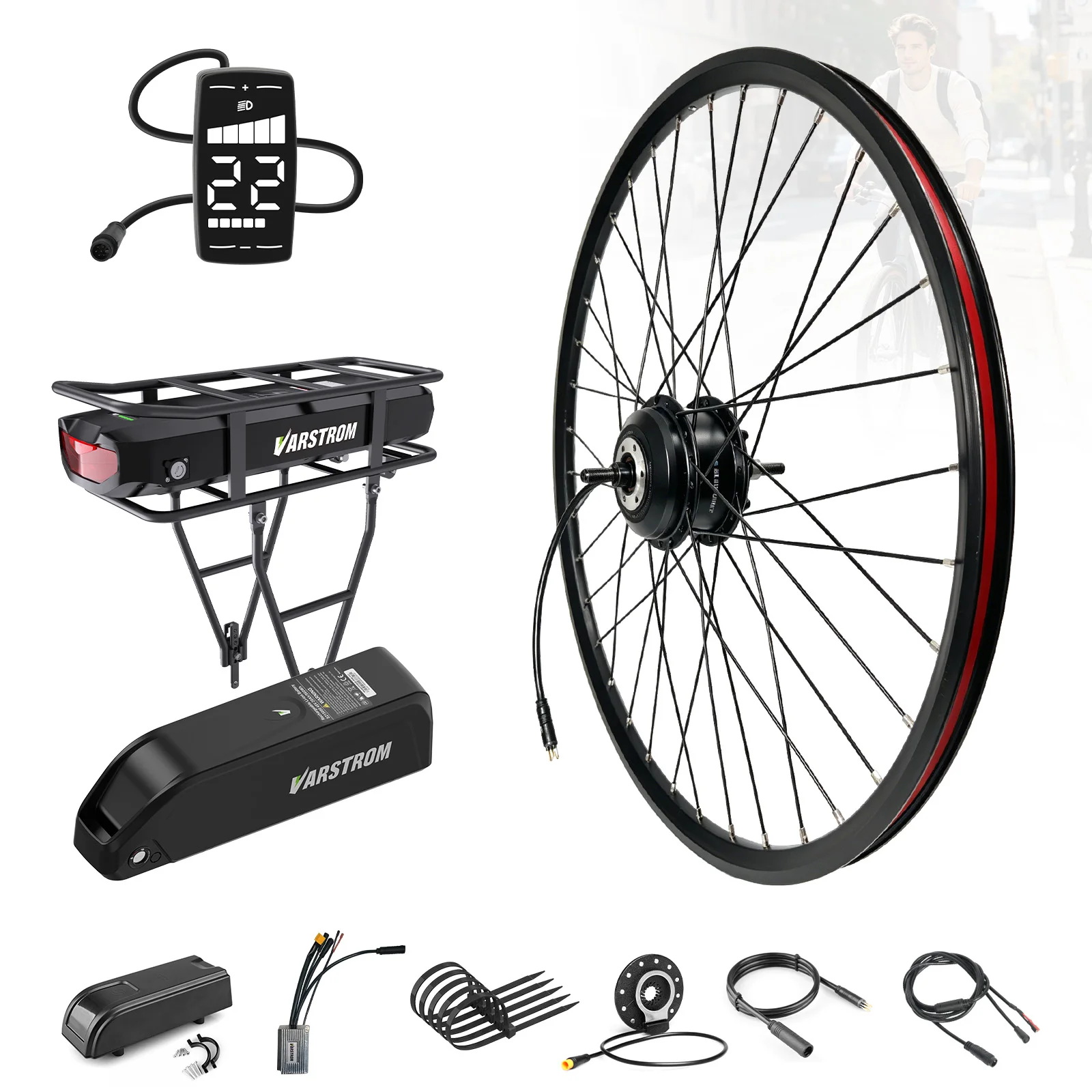 Varstrom VSR03 36V 250W Moteur moyeu arrière Couple max 42NM Kits conversion vélo électrique eBike Driver Moteur 26" 27.5" 700C Roue moyeu Moteur engrenage sans balais Avec batterie lithium-ion 36V 20Ah 24AH pour type