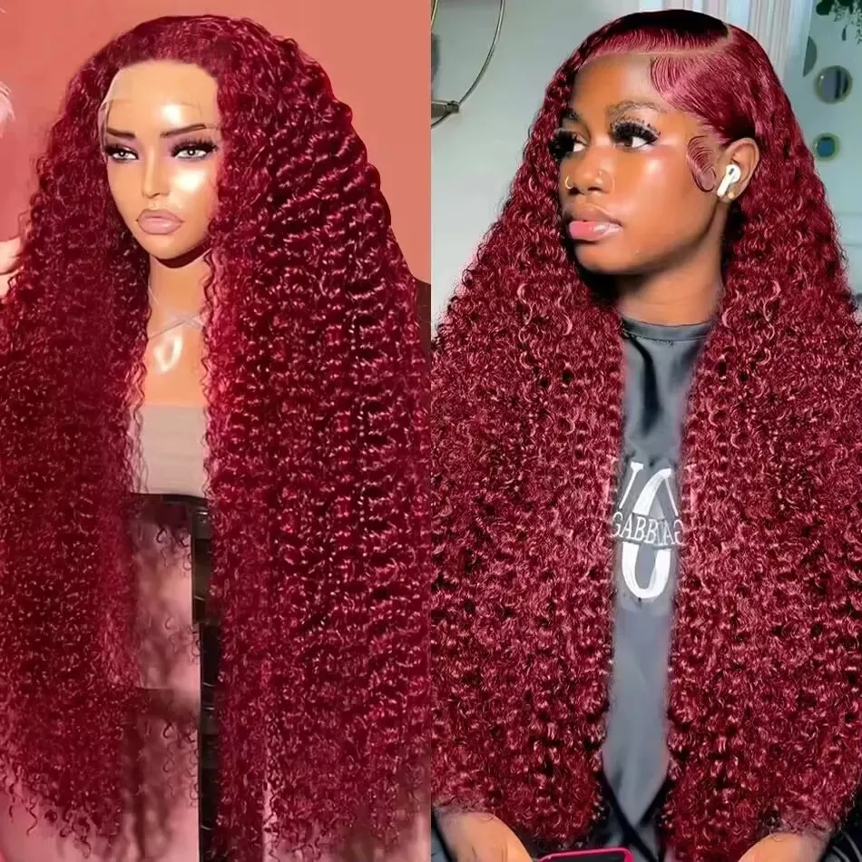 

Wet And Wavy 99j Lace Frontal Wig Human Hair Burgundy 13x6 Hd Lace Frontal Human Hair Wig Red Curly Lace Front Human Hair Wigs