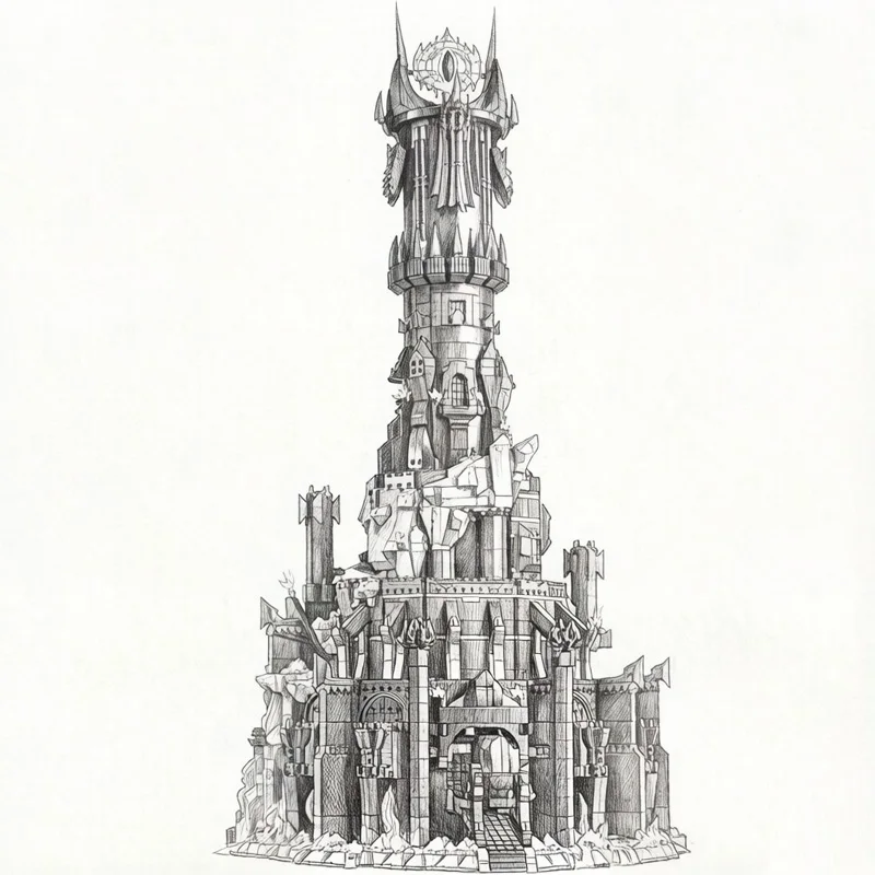 

5471 pieces of 2024 new Home Decoration Black Tower dark model set boy Decoration adult birthday gift Building Blocks