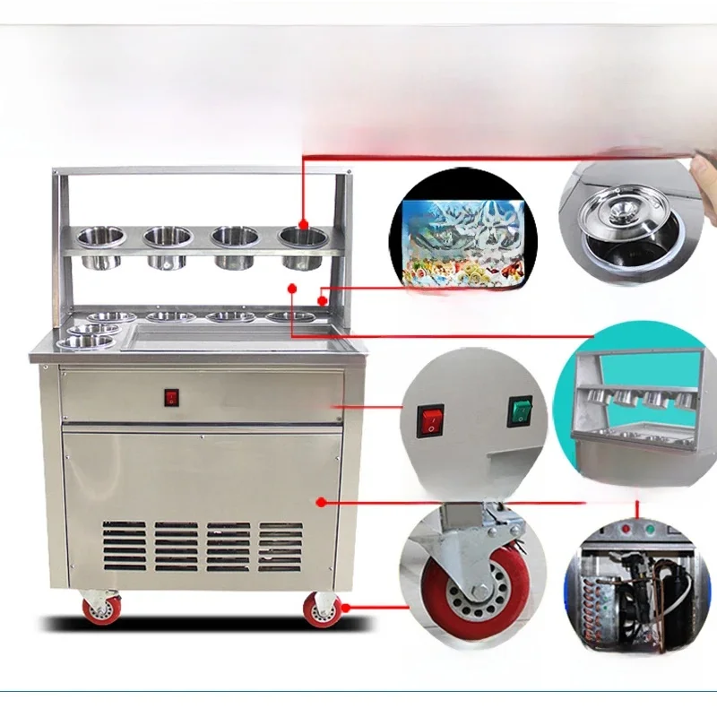 2019 single pan fried ice cream machine,stainless steel fried fry frying ice roll machine,ship by air to your home with cover