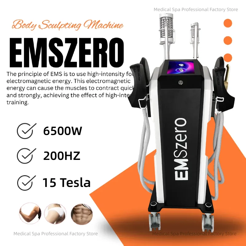 15 Tesla NEO 6500W HlEMT RF High intensity Electromagnetic Training Muscle EMSzero 5Handles PRO ultra RF Machine