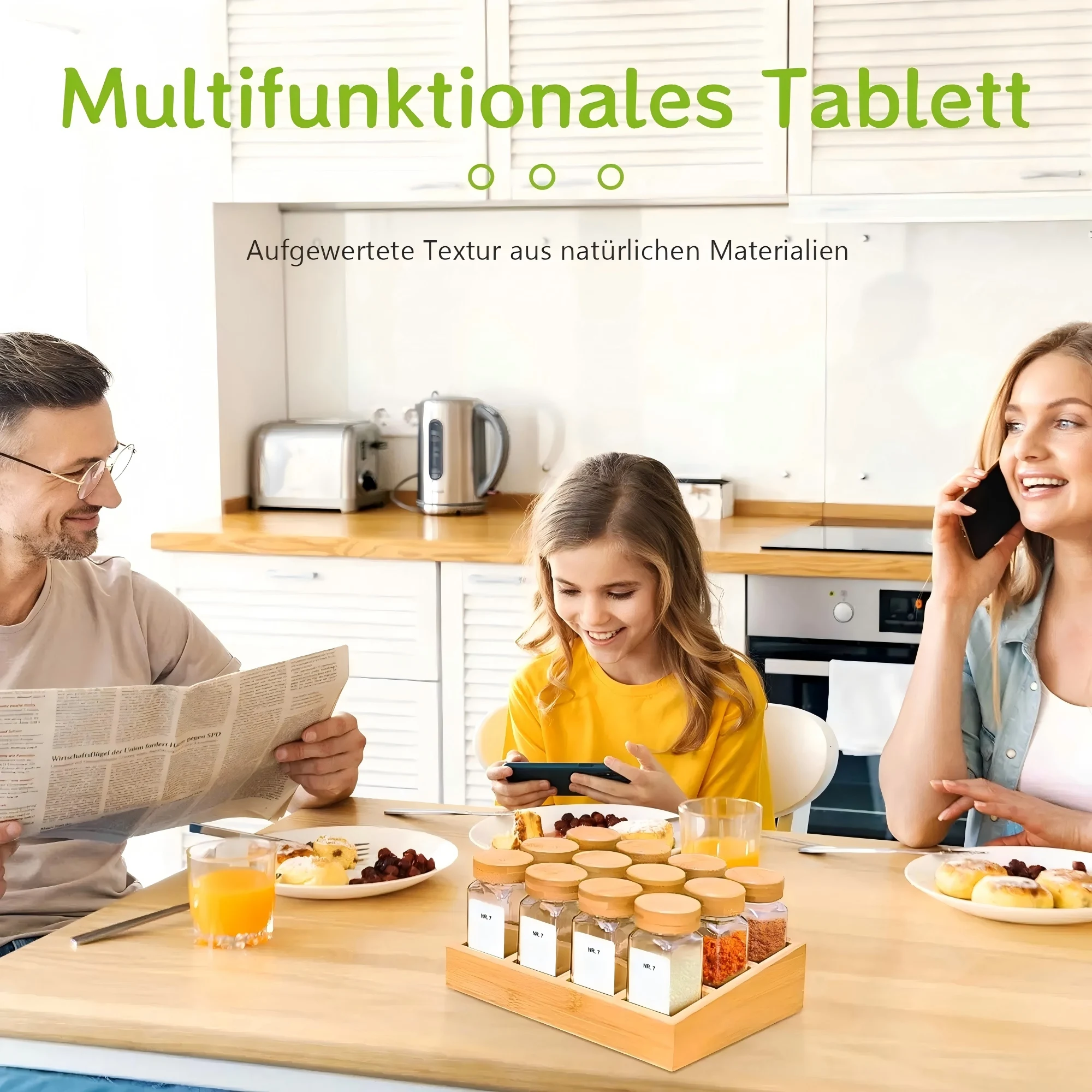 SIAZIH Bambus-Gewürzregal mit Glasbehältern, 12/24-teiliges Bambus-Gewürzregal-Set, für eine ordnungsgemäßere und organisiertere Küche. – Detail 8
